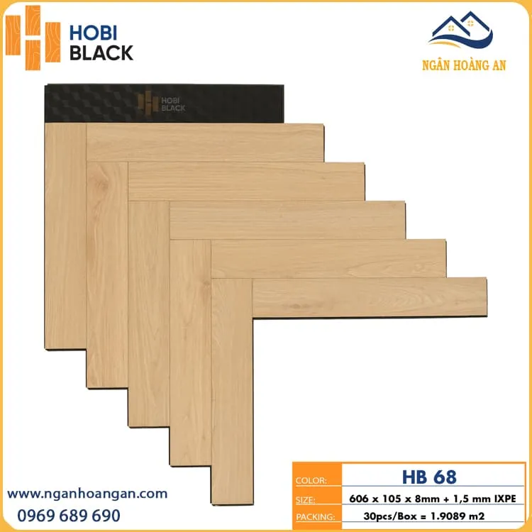 Sàn Gỗ Công Nghiệp Xương Cá Hobi Black HB68